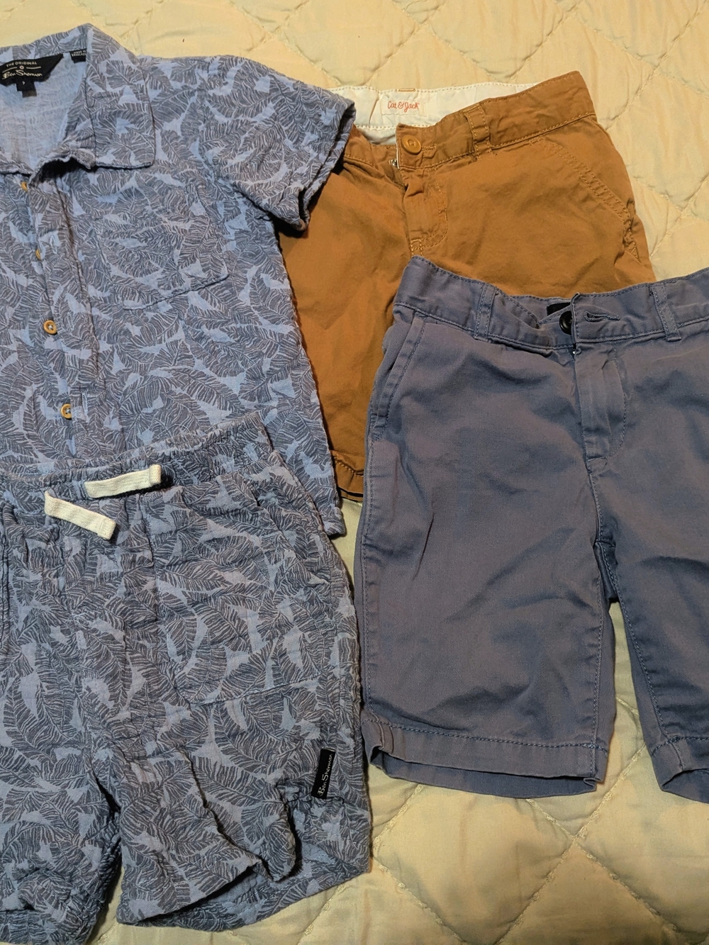 Boys Blue Button Down Shirt And Shorts Bundle